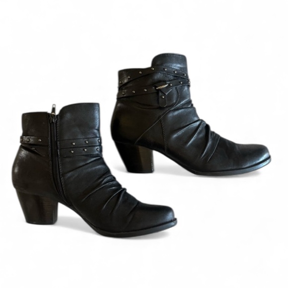 Bear Traps Western Ruched Vegan Boots Black Size 10 with 2 1/2” Heels GUC - Picture 1 of 14